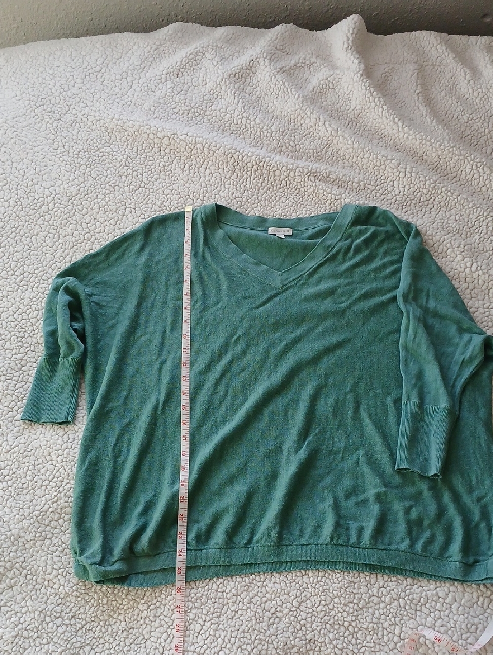 Garnet Hill Forest Green V-Neck Women's Sweater